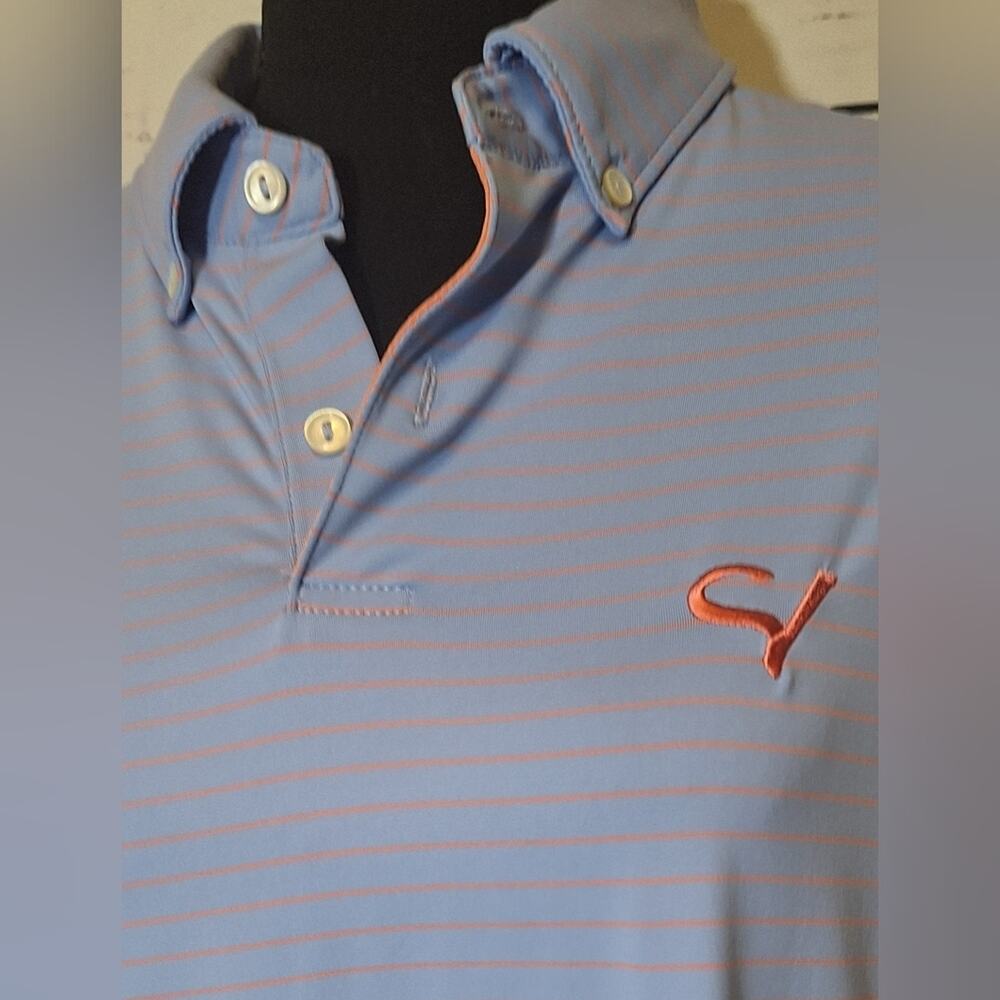 #1473 Peter Miller blue & pink silky polo golf shirt sz. L - Picture 3 of 9